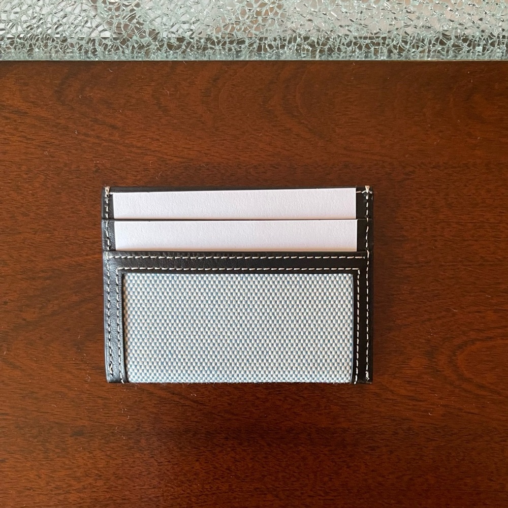 Burberry Black-Trim Blue and White Canvas Card Holder - Picture 3 of 6